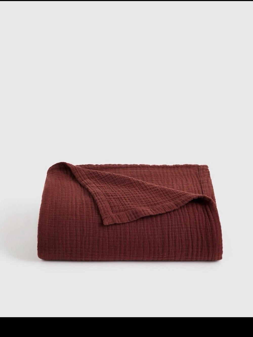 QUINCE Organic Cotton Gauze Blanket Burgundy Full/Queen Soft! NWOT - Picture 2 of 6
